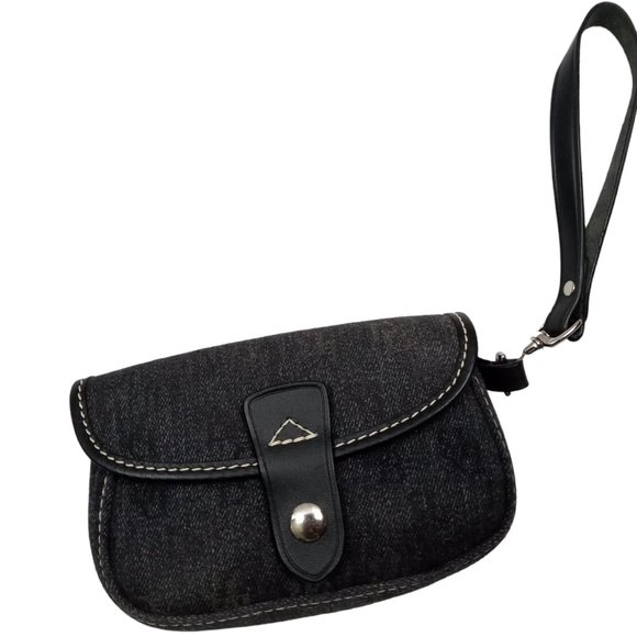 Dooney & Bourke Handbags - Dooney & Bourke Black Flap Close Monogram Wristlet Clutch